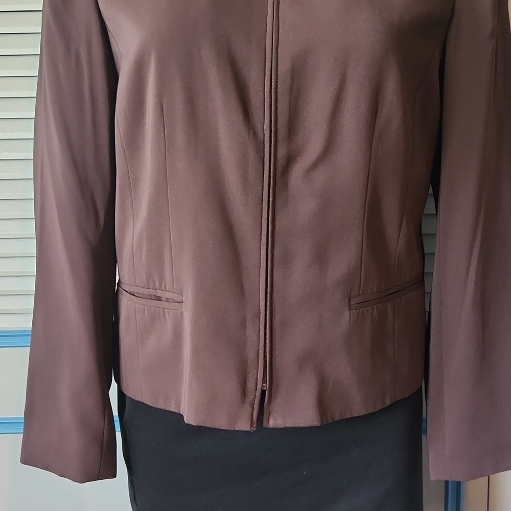 Norton McNaughton Dark Brown Zippered Blazer - Picture 4 of 11